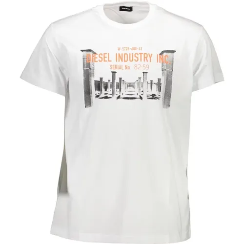 Ikonic Print Baumwoll T-Shirt Herren Weiß , Herren, Größe: XL - Diesel - Modalova