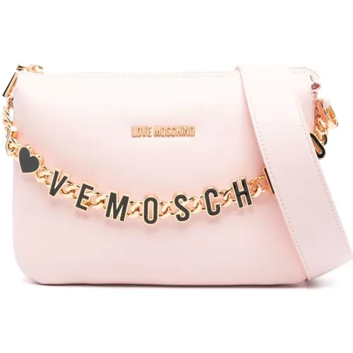 Handbags, female, , Size: ONE SIZE Blush Shoulder Bag Chic Style - Love Moschino - Modalova