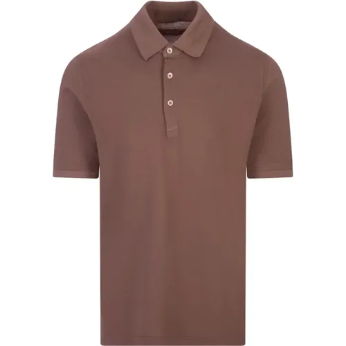 Braunes Polo Shirt Kurzarm , Herren, Größe: 2XL - Fedeli - Modalova