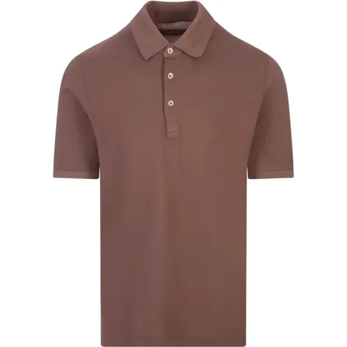 Braunes Polo Shirt Kurzarm , Herren, Größe: M - Fedeli - Modalova