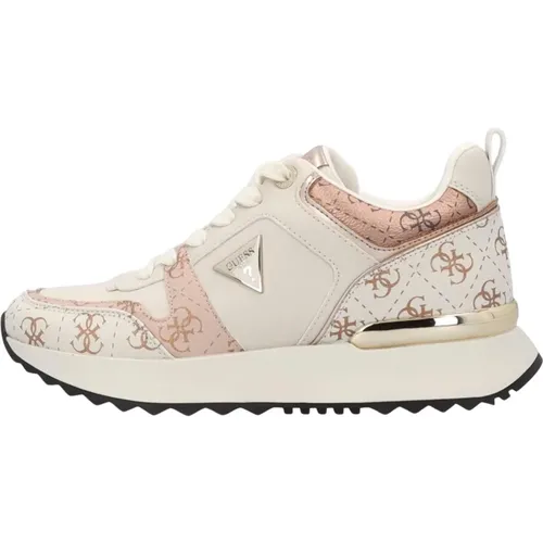 Weiße Eco-Leder Sneakers mit laminiertem Einsatz , Damen, Größe: 37 EU - Guess - Modalova