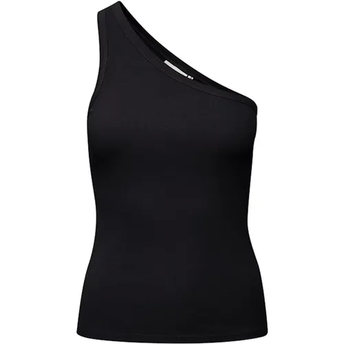 Schwarzes One-Shoulder-Top , Damen, Größe: L - Gestuz - Modalova