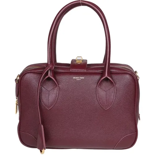 Handbags, female, , Size: ONE SIZE Burgundy Leather Handbag Double Zip - Golden Goose - Modalova