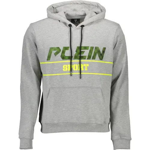 Hoodies, male, , Size: 2XL Hooded Sweatshirt Grey Long Sleeve - Plein Sport - Modalova