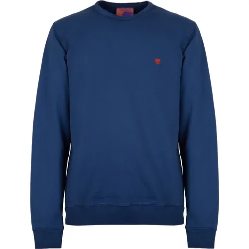 Blauer Baumwoll-Rundhalsausschnitt-Sweatshirt , unisex, Größe: XL - Gallo - Modalova