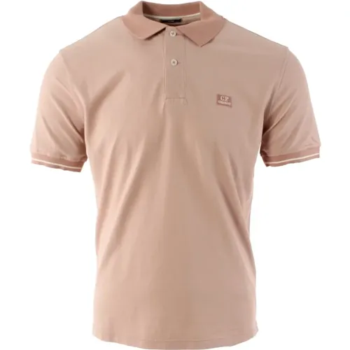 Herren Rosa Polo-Shirt mit einzigartigem Tacting Piquit Design , Herren, Größe: S - C.P. Company - Modalova