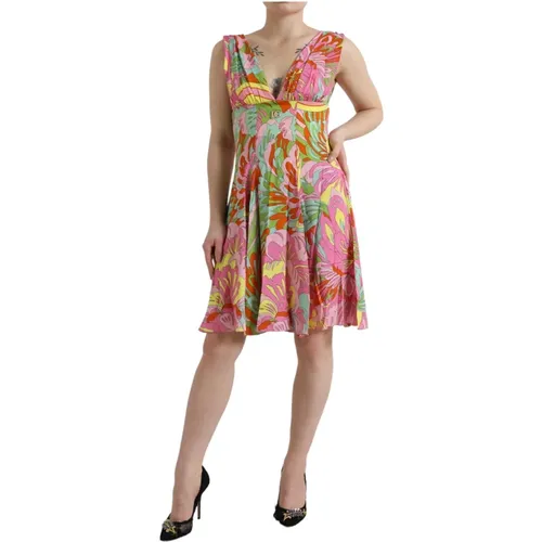 Frühlingsblumen Seiden A-Linie Kleid - Dolce & Gabbana - Modalova