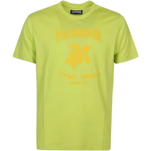 Säuregrünes Gewaschenes T-Shirt , Herren, Größe: L - Vilebrequin - Modalova