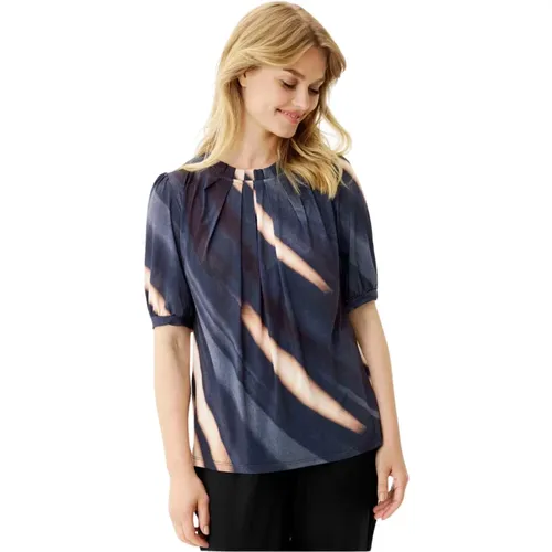 Blaue Grazia Bluse mit Puffärmeln , Damen, Größe: L - IN FRONT - Modalova