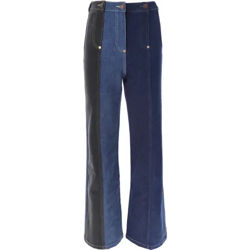 Patchwork Flare Denim Jeans , female, Sizes: M, S - Moschino - Modalova