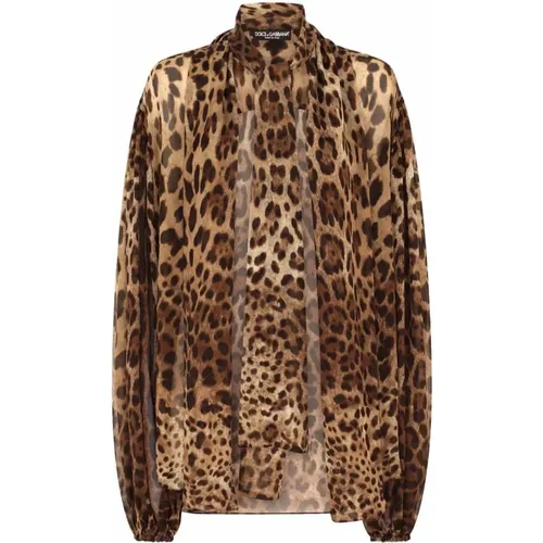 Leopardenmuster Schleifenkragen Bluse - Dolce & Gabbana - Modalova