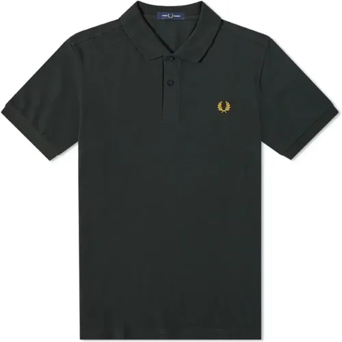 Slim Fit Plain Polo Nachtgrün / Honiggold , Herren, Größe: 3XL - Fred Perry - Modalova