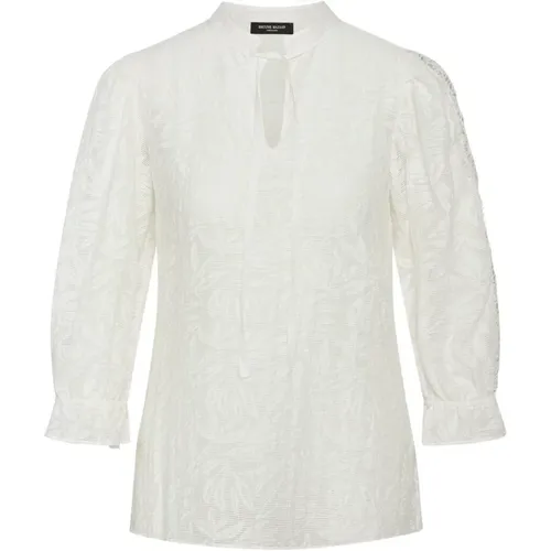 Feminine Blouse with Kinacollar and Embroidered Sleeves , female, Sizes: XS, M, XL, 2XL, S, L - Bruuns Bazaar - Modalova
