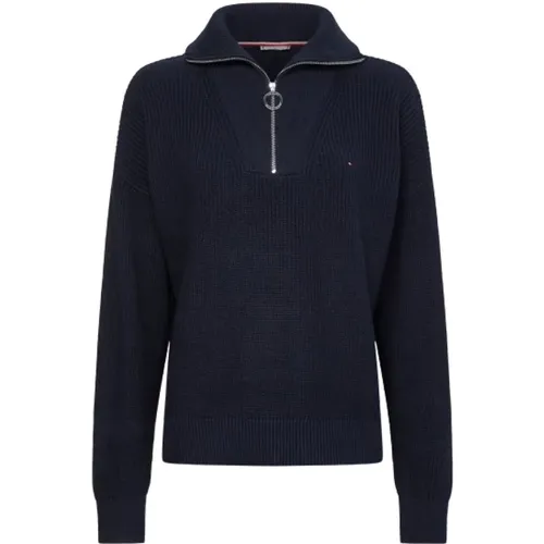 Zip-throughs, female, , Size: XL Thick Cotton Half-Zip Sweater - Tommy Hilfiger - Modalova