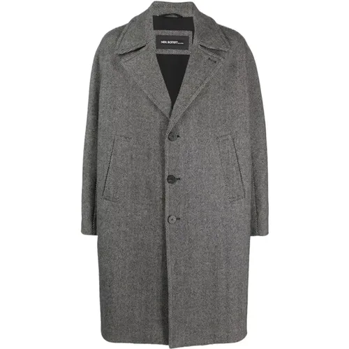 Single-Breasted Coats, male, , Size: S Checked Coat - Virgin Wool - Neil Barrett - Modalova