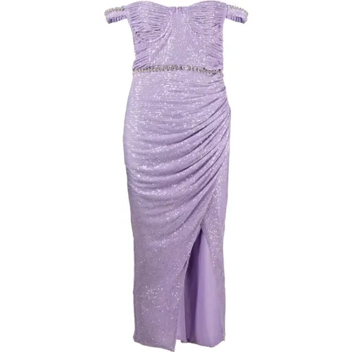 Lilac sequin midi dress , female, Sizes: 3XS, S - Self Portrait - Modalova