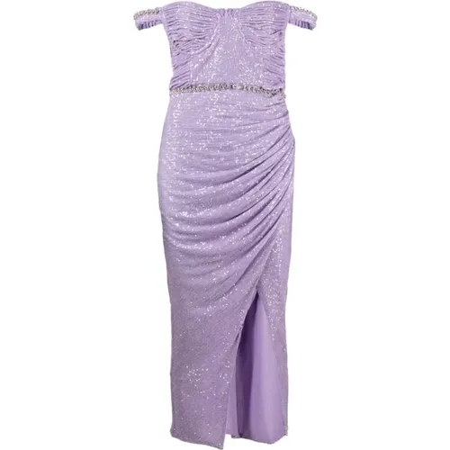 Lilac sequin midi dress , female, Sizes: XS, 2XS, 3XS - Self Portrait - Modalova