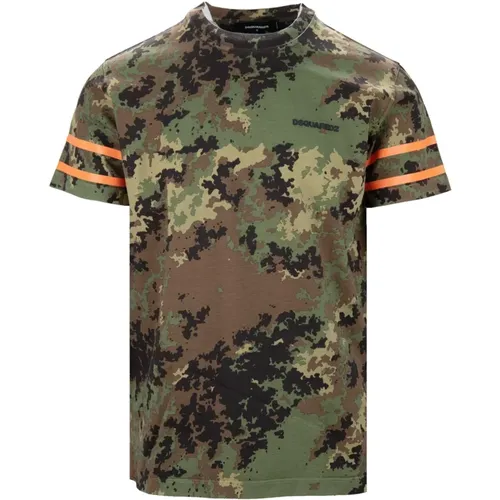 T-Shirts, male, , Size: S Camouflage Military Style Men's T-Shirt - Dsquared2 - Modalova