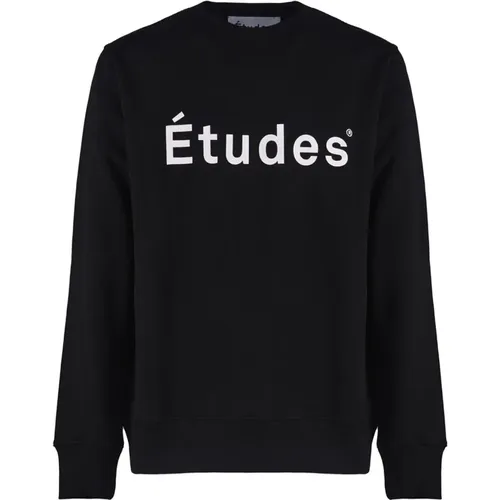 Schwarzer Sweatshirt aus Bio-Baumwolle mit Logo-Print , Herren, Größe: S - Études - Modalova