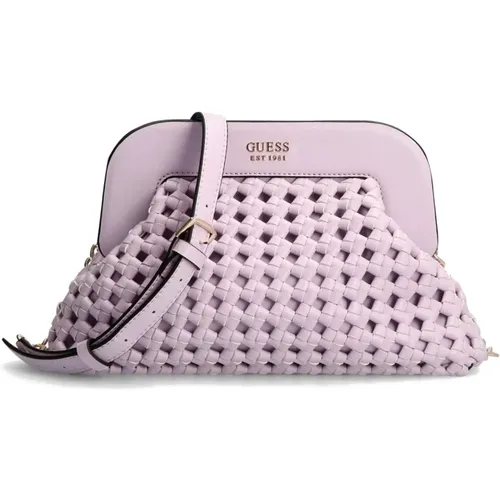 Tasche Clutch sicilia geflochten Lilac Wg849017 , Damen, Größe: ONE Size - Guess - Modalova