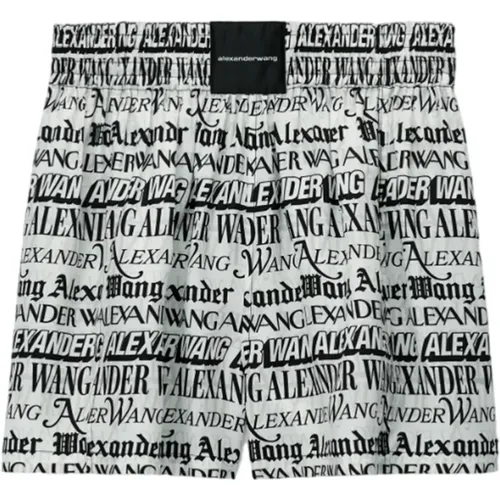 Newspaper Print Fabric Shorts , female, Sizes: XS, M, S - alexander wang - Modalova
