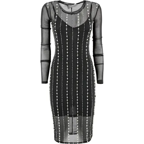 Mesh Dress with Bead Decoration , female, Sizes: XS, 2XS - Versace Jeans Couture - Modalova