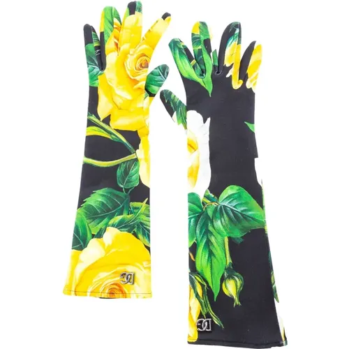 Gloves, female, , Size: M Floral Evening Gloves - Dolce & Gabbana - Modalova