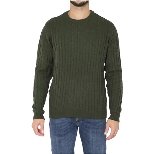 Dark Men Sweater with Round Cable Knit , male, Sizes: M, XL, L - Sun68 - Modalova