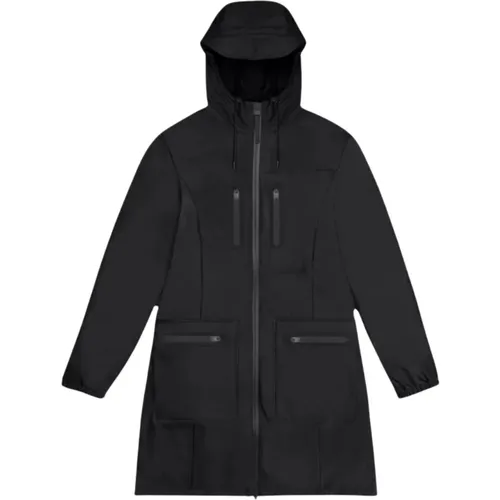 Schwarze Cargo Curve Jacke für Damen , Damen, Größe: XL - Rains - Modalova