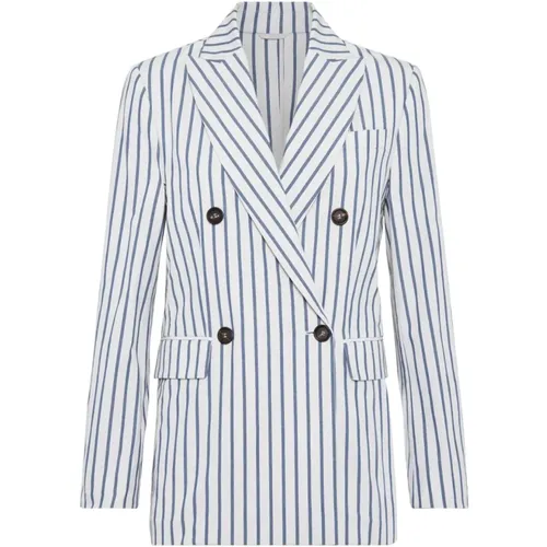 Blazers, female, , Size: M Striped Blazer for Stylish Look - BRUNELLO CUCINELLI - Modalova