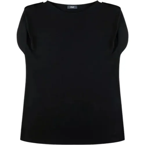 Blouses, female, , Size: S Jersey Short Sleeve Top with Metal Buttons - Fay - Modalova