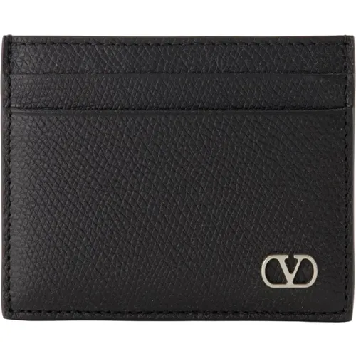 Wallets & Cardholders, male, , Size: ONE SIZE Leather Card Holder VLogo Signature - Valentino Garavani - Modalova