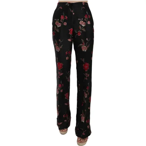 Wide Trousers, female, , Size: 2XS Floral Print Boot Cut Trouser - Dolce & Gabbana - Modalova