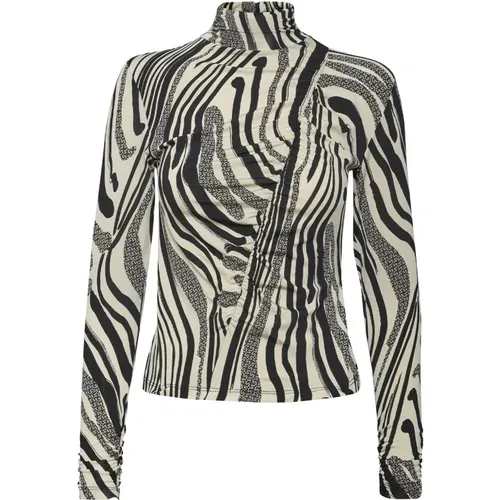 Stilvolle Zebra Print Bluse , Damen, Größe: XL - Gestuz - Modalova