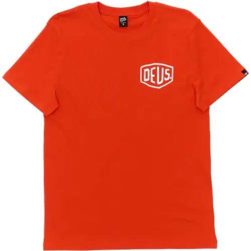 T-Shirts, male, , Size: L Venice Address Tee in Tangerine Tango - Deus Ex Machina - Modalova