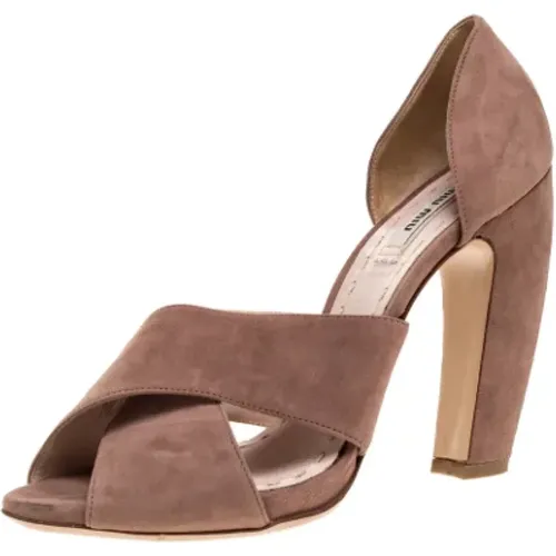 Pre-owned Pumps, female, , Size: 9 1/2 US Pre-owned Suede sandals - Miu Miu Pre-owned - Modalova