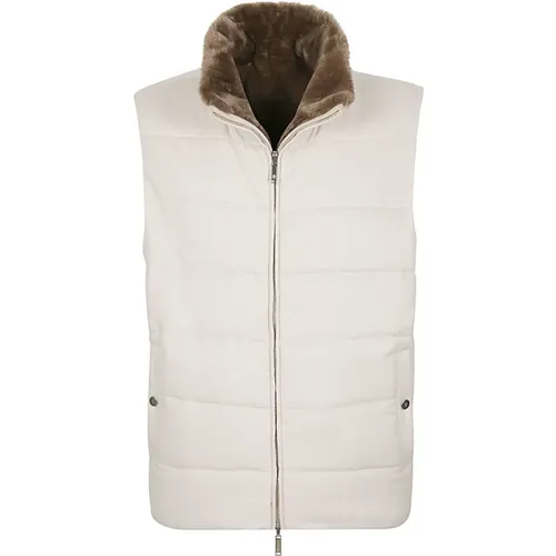 Vests, male, , Size: M Reversible Silk Cashmere and Beaver Gilet - Eleventy - Modalova