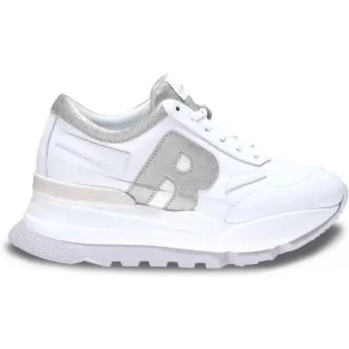 And Silver Leather Glitter Sneakers , female, Sizes: 3 UK - Rucoline - Modalova