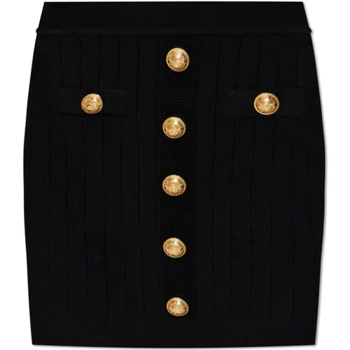 Short Skirts, female, , Size: M Skirt with decorative buttons - Balmain - Modalova