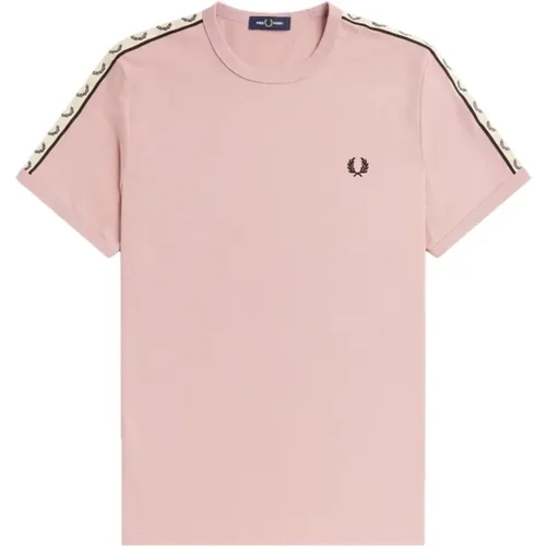 T-Shirts, male, , Size: XL Ringer T-Shirt Dusty Rose Black - Fred Perry - Modalova