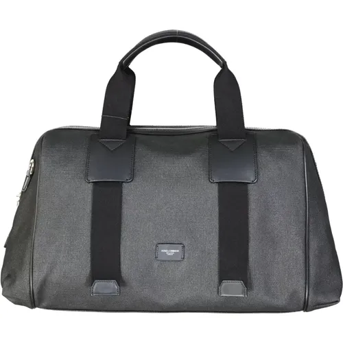 Canvas Travel Bag with Leather Details , male, Sizes: ONE SIZE - Dolce & Gabbana - Modalova