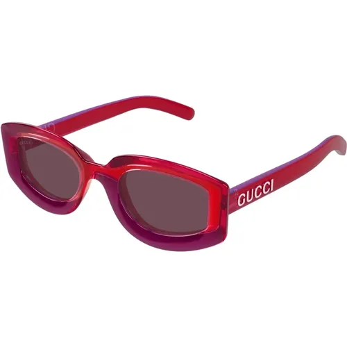 Sonnenbrille in Mandelform mit kräftigen Farben , Damen, Größe: ONE Size - Gucci - Modalova