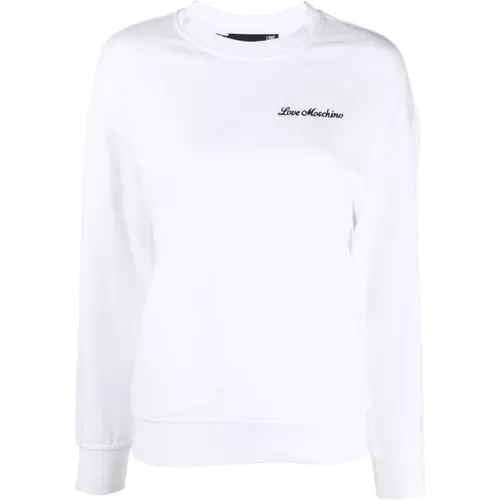 Casual Langarm Weißer Baumwoll-Sweatshirt - Love Moschino - Modalova