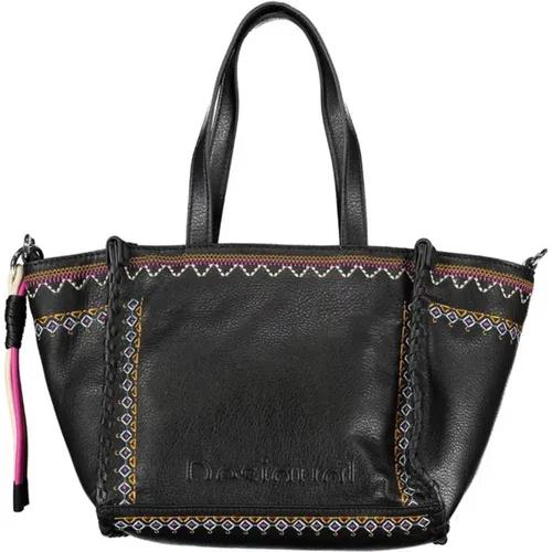 Schwarze Polyethylen-Handtasche mit Verstellbaren Trägern , Damen, Größe: ONE Size - Desigual - Modalova