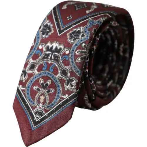 Ties, male, , Size: ONE SIZE Burgundy Silk Western Style Tie - Dolce & Gabbana - Modalova