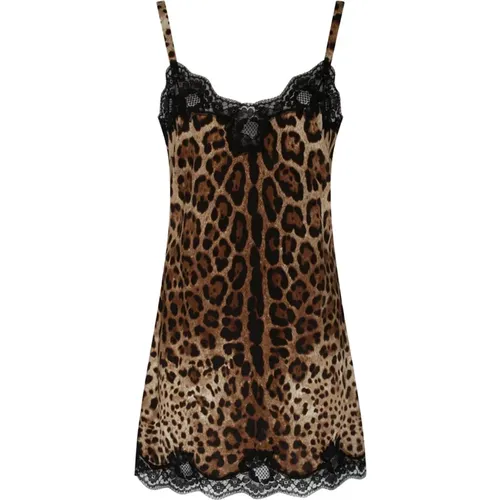 Leopard-Print Stretch Camisole , female, Sizes: XL - Dolce & Gabbana - Modalova