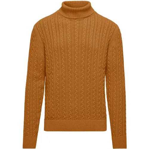 Warm Cotton Cable Knit Mock Neck Turtleneck , male, Sizes: M, XL, S - BomBoogie - Modalova