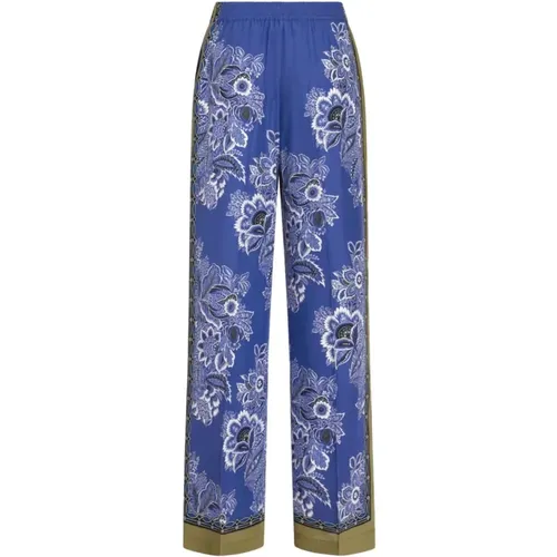 Blaue Hose mit Blumenmuster,Trousers - ETRO - Modalova