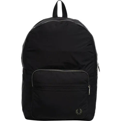 Backpacks, male, , Size: ONE SIZE Stylish Zip Closure Multipocket Backpack - Fred Perry - Modalova