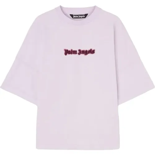 Lila Oversized Logo T-shirt Burgund - Palm Angels - Modalova